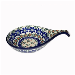 Polish Pottery 7" Condiment Dish. Hand made in Poland and artist initialed.