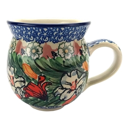 Polish Pottery 11 oz. Bubble Mug. Hand made in Poland. Pattern U4236 designed by Ewa Karbownik.