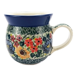 Polish Pottery 6 oz. Bubble Mug. Hand made in Poland. Pattern U4664 designed by Teresa Liana.