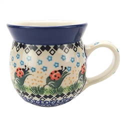 Polish Pottery 6 oz. Bubble Mug. Hand made in Poland and artist initialed.