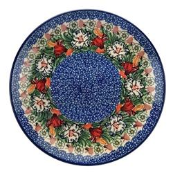 Polish Pottery 10.5" Dinner Plate. Hand made in Poland. Pattern U4236 designed by Ewa Karbownik.