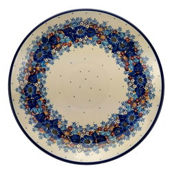 Polish Pottery 10.5" Dinner Plate. Hand made in Poland. Pattern U4654 designed by Maria Starzyk.