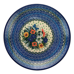Polish Pottery 10.5" Dinner Plate. Hand made in Poland. Pattern U3353 designed by Teresa Liana.