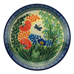 Polish Pottery 10.5" Dinner Plate. Hand made in Poland. Pattern U4612 designed by Teresa Liana.