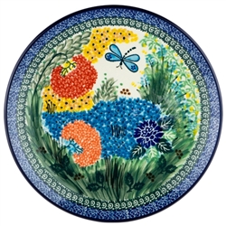 Polish Pottery 10.5" Dinner Plate. Hand made in Poland. Pattern U2021 designed by Teresa Liana.