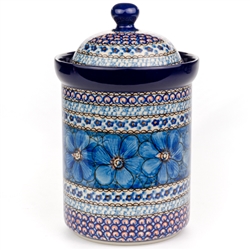 Polish Pottery 9" Canister. Hand made in Poland. Pattern U408 designed by Jacek Chyla.