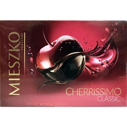 Deluxe box of dark chocolate covered cherries in liqueur. Contains alcohol so these are not for children.