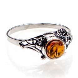 Round Honey Baltic Amber Ring from Poland