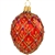 Shimmering in a vivid hue of ruby red with eye-catching accents, this stunning hand-painted ornament was inspired by the famous jeweled eggs of the House of Faberge, in St. Petersburg, Russia. A sparkling gold glitter diamond pattern with purple and
