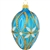 Elegant flowers in shimmering glitter designs decorate this lovely, azure blue egg. A mix of springtime splendor and festive Christmas charm, this beautiful blue, white and gold egg ornament is masterfully crafted of glass in Poland and measures 3" tall.