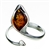 Cleverly sculpted calla lily sterling silver ring.  Amber size is approx .5" x .4".