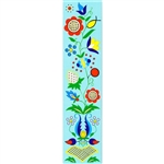 This is a beautiful Kashub floral pattern printed on a bookmark with a blue background.