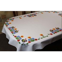 Beautiful Polish paper cut folk design tablecloth. The design comes from the Lowicz area of central Poland and is based on the famous paper cut designs from this region. Size approx 32" x 32" 80cm x 80cm 100% Polyester.
Made in Poland