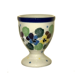 Polish Pottery 2.4" Egg Cup. Hand made in Poland and artist initialed.