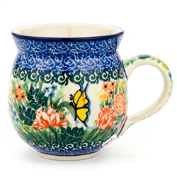 Polish Pottery 11 oz. Bubble Mug. Hand made in Poland. Pattern U3282 designed by Teresa Liana.