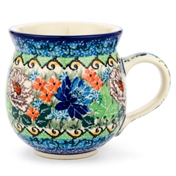 Polish Pottery 11 oz. Bubble Mug. Hand made in Poland. Pattern U4061 designed by Teresa Liana.