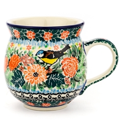 Polish Pottery 11 oz. Bubble Mug. Hand made in Poland. Pattern U3269 designed by Teresa Liana.