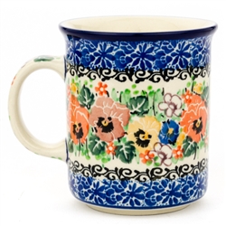 Polish Pottery 8 oz. Everyday Mug. Hand made in Poland. Pattern U3638 designed by Maria Starzyk.