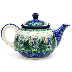 Polish Pottery 30 oz. Teapot. Hand made in Poland. Pattern U4332 designed by Krystyna Dacyszyn.