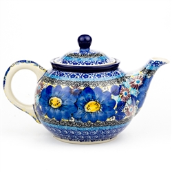 Polish Pottery 30 oz. Teapot. Hand made in Poland. Pattern U4659 designed by Maria Starzyk.