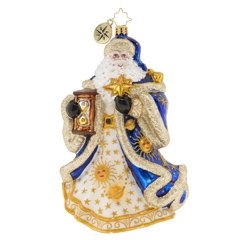 Even Santa needs his space. This celestial Santa holds the sands of time while sporting a regal coat laced with the sun, the moon, and the stars.