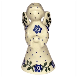 Polish Pottery 4" Standing Angel Figurine. Hand made in Poland and artist initialed.