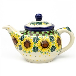 Polish Pottery 10 oz. Bedtime Teapot. Hand made in Poland. Pattern U4740 designed by Teresa Liana.