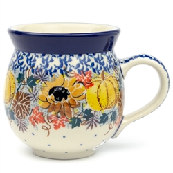 Polish Pottery 11 oz. Bubble Mug. Hand made in Poland. Pattern U4741 designed by Maria Starzyk.