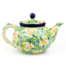 Polish Pottery 10 oz. Bedtime Teapot. Hand made in Poland. Pattern U4902 designed by Teresa Liana.