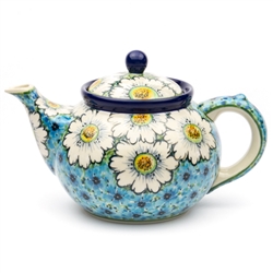 Polish Pottery 40 oz. Teapot. Hand made in Poland. Pattern U4736 designed by Teresa Liana.