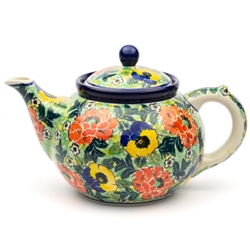 Polish Pottery 40 oz. Teapot. Hand made in Poland. Pattern U4705 designed by Maria Starzyk.