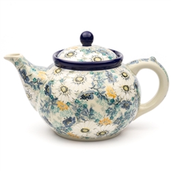 Polish Pottery 40 oz. Teapot. Hand made in Poland. Pattern U4844 designed by Maria Starzyk.