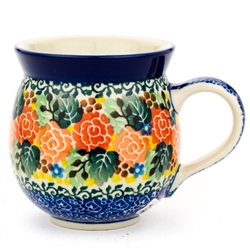 Polish Pottery 16 oz. Bubble Mug. Hand made in Poland. Pattern U2018 designed by Teresa Liana.