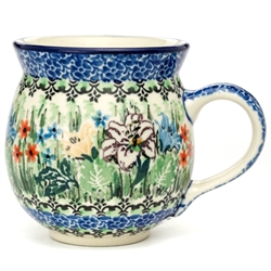 Polish Pottery 16 oz. Bubble Mug. Hand made in Poland. Pattern U3683 designed by Teresa Liana.