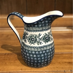 Polish Pottery 1.25 qt. Pitcher. Hand made in Poland. Pattern U942 designed by Ewa Tubaj.