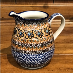 Polish Pottery 1 qt. Pitcher. Hand made in Poland. Pattern U152 designed by Maryla Iwicka.