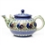 Polish Pottery 1.8 L Teapot,  Two Handles. Hand made in Poland. Pattern U2664 designed by Monika Kuczynska.