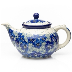 Polish Pottery 40 oz. Teapot. Hand made in Poland. Pattern U4826 designed by Teresa Liana.
