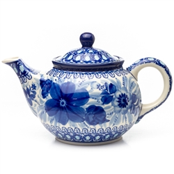 Polish Pottery 30 oz. Teapot. Hand made in Poland. Pattern U214 designed by Irena Maczka.