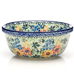Polish Pottery 6" Cereal/Berry Bowl. Hand made in Poland. Pattern U2691 designed by Barbara Makiela.