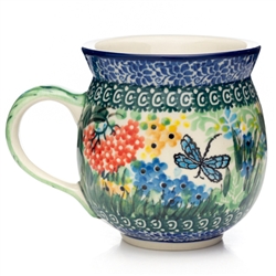 Polish Pottery 11 oz. Bubble Mug. Hand made in Poland. Pattern U4612 designed by Teresa Liana.