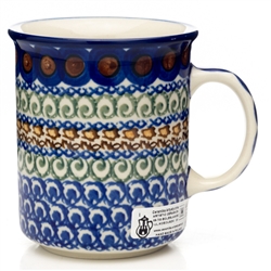 Polish Pottery 8 oz. Everyday Mug. Hand made in Poland. Pattern U215 designed by Irena Maczka.