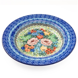 Polish Pottery 9.5" Soup / Pasta Plate. Hand made in Poland. Pattern U4863 designed by Teresa Liana.