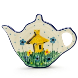 Polish Pottery 5" Tea Bag Plate. Hand made in Poland. Pattern U4707 designed by Jacek Chyla.