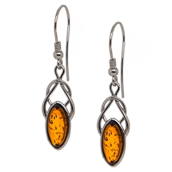 These genuine honey color Baltic Amber earrings are beautifully encased in a Celtic Sterling Silver design.  Size is approx 15" x .4"