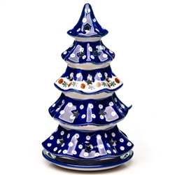 Polish Pottery 10" Votive Christmas Tree. Hand made in Poland and artist initialed.