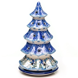 Polish Pottery 10" Votive Christmas Tree. Hand made in Poland and artist initialed.