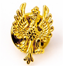 Mini Polish Eagle Pin made of gold plated sterling silver.  Size is approx .75" x .5".  Made In Poland.  Tie Tack Back Metal