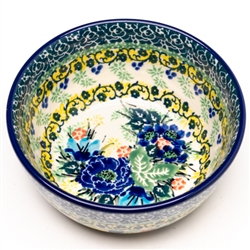 Polish Pottery 5" Ice Cream Bowl. Hand made in Poland. Pattern U4722 designed by Teresa Liana.