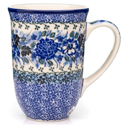 Polish Pottery 17 oz. Bistro Mug. Hand made in Poland. Pattern U4668 designed by Teresa Liana.